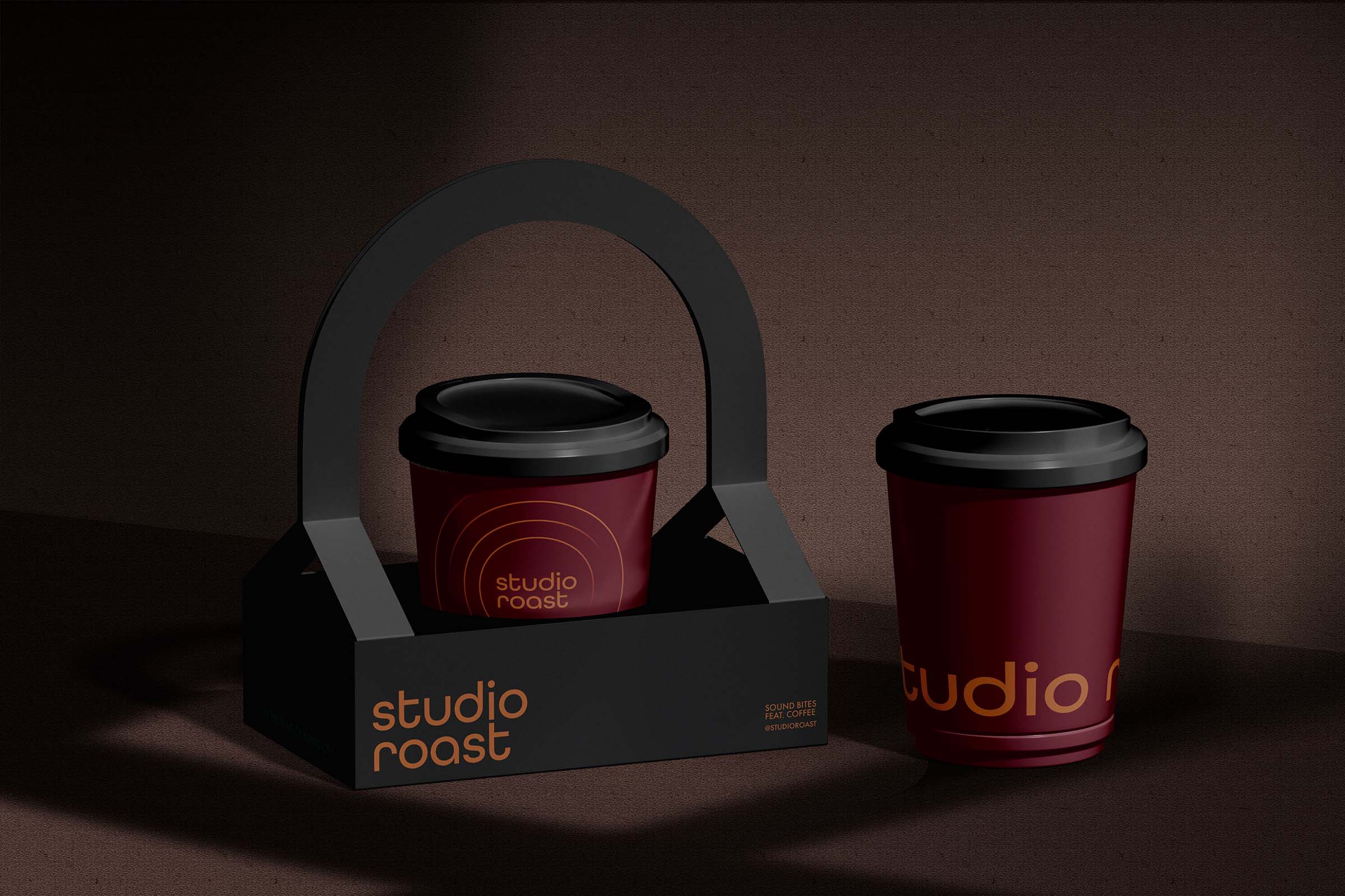 Studio Roast Coffee Cup Carrier Packaging Mockup